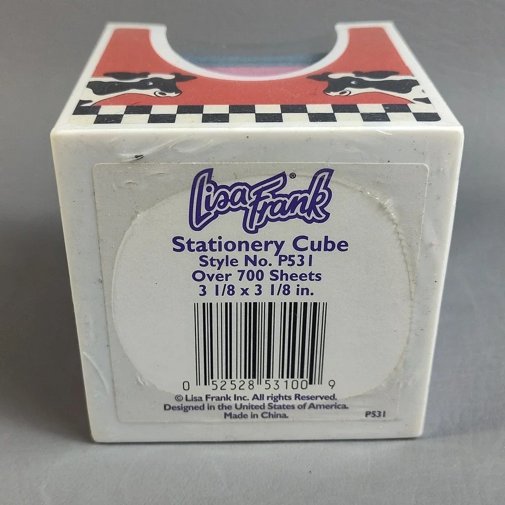 Vintage Lisa Frank Stationery‎ Cube Cow Checkered Milk #P531 RedBlack NEW SEALED
